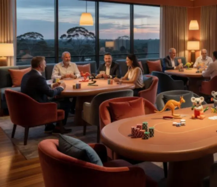 Guests enjoying relaxed in-person poker at The Copper Chance card lounge