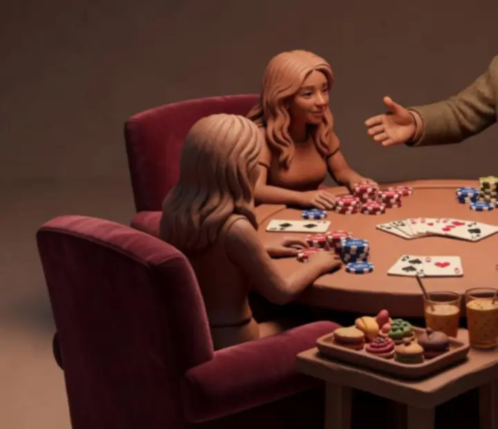 Private card table at The Copper Chance set with decorative chips, cards and shared plates for a hosted session.
